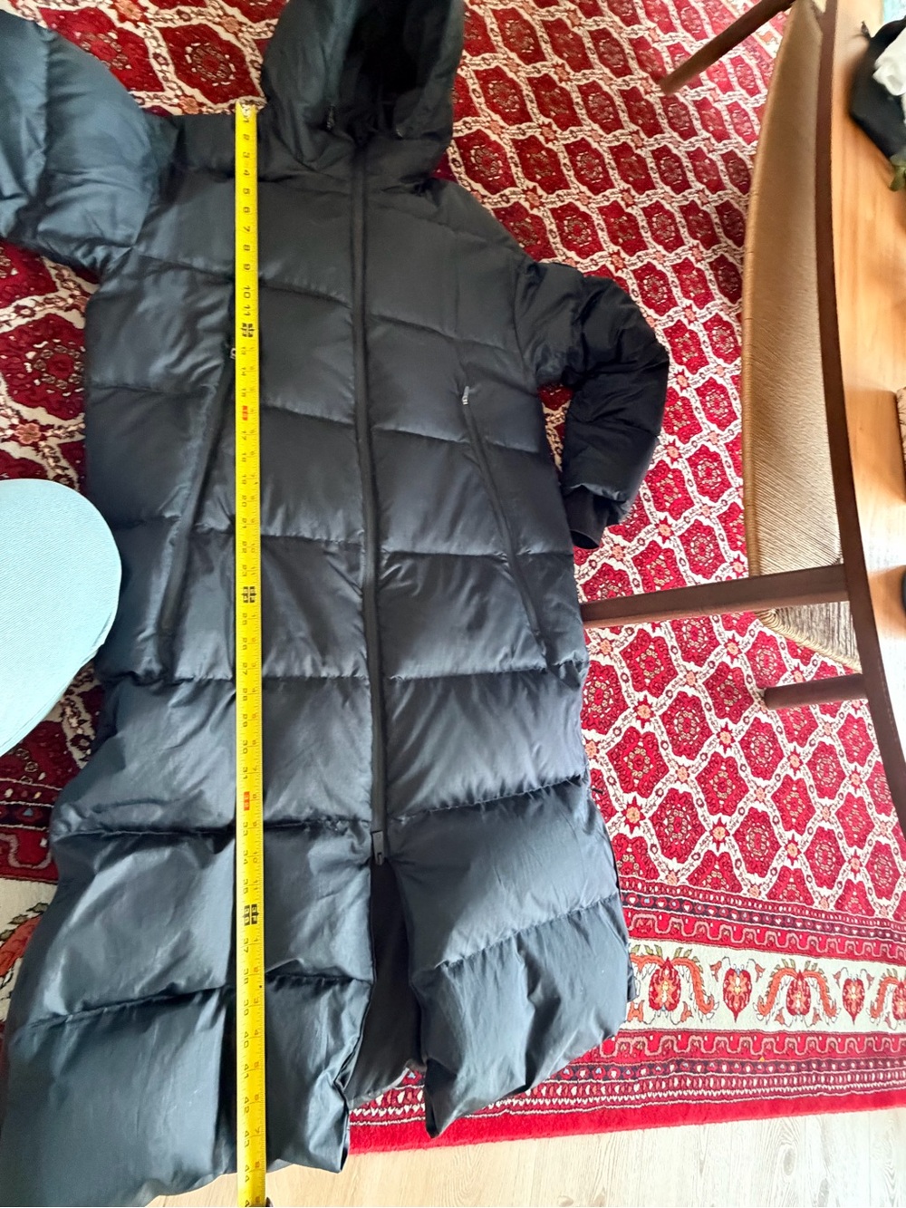 Long Black Puffer Coat with Hood - Picture 5 of 7